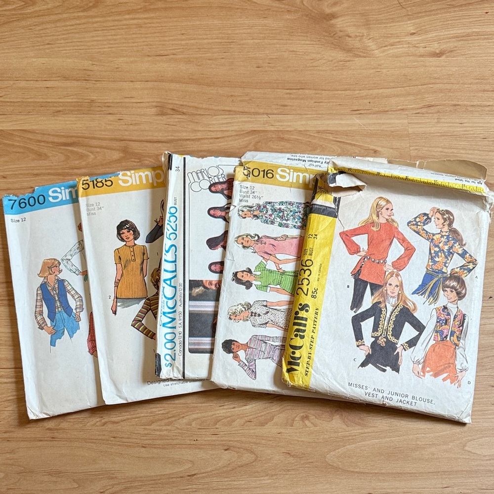 Vintage Patterns, set of 5